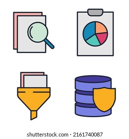 Data analysis, statistics set icon symbol template for graphic and web design collection logo vector illustration