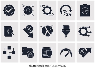 Data analysis, statistics set icon symbol template for graphic and web design collection logo vector illustration