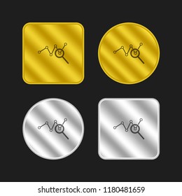 Data analysis symbol gold and silver metallic coin logo icon design