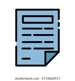 Ícone de cor de linha preenchida com tecnologia e análise de dados. Símbolo do documento de texto. Salvar dados em formato de texto.