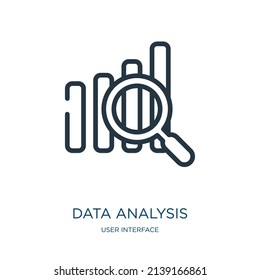 data analysis thin line icon. data, graph linear icons from user interface concept isolated outline sign. Vector illustration symbol element for web design and apps.