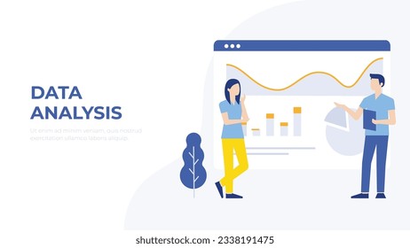 Data analysis, topological data visualization, research method. Modern vector illustration.  