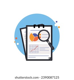 Data Analysis Using Magnifying Glass Vector Illustration. Data Analysis Concept Design Isolated Vector