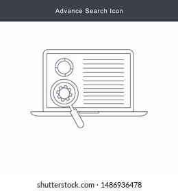 Data analysis vector icon with long shadow. Simple illustration isolated on blue background for graphic and web design