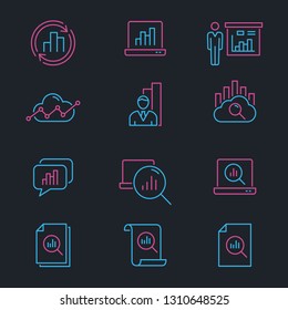 Data analysis vector icon set. Illustration isolated for graphic and web design.