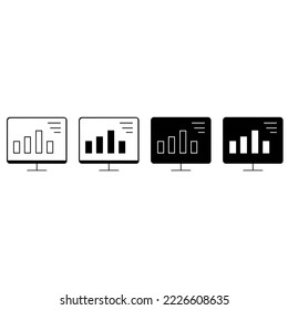 Data analysis vector icons set. Contains such icon as analytic illustration sign collection, chart symbol, graph logo, growth, traffic, research, statistic.