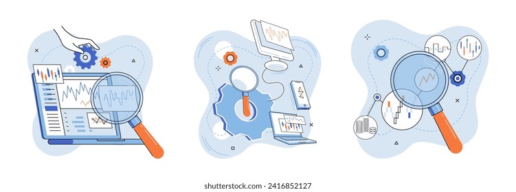 Data analysis. Vector illustration. The banking sector relies on data analysis to assess risk and optimize financial operations Business commerce is increasingly driven by data and analytics