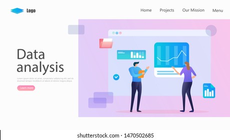 Data Analysis Vector Illustration Concept, Suitable for web landing page, ui, mobile app, editorial design, flyer, banner, and other related occasion
