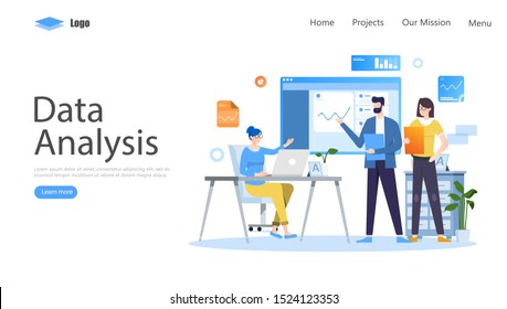 Data Analysis Vector Illustration Concept, Suitable for web landing page, ui, mobile app, editorial design, flyer, banner, and other related occasion