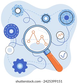 Data analysis. Vector illustration. The data analysis concept emphasizes importance leveraging data for decision making Research and data analysis are fundamental for generating new knowledge