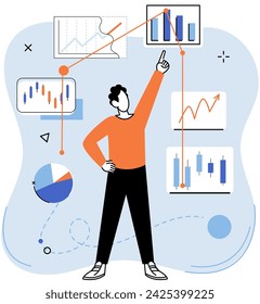 Data analysis. Vector illustration. Data analysis plays crucial role in extracting insights and patterns from raw information Analytics provides businesses with valuable insights to make informed