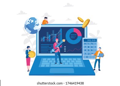 Data analysis. Vector illustrationVector illustration for web banner, infographics, mobile. calculator