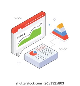 Ilustração Isométrica De Vetor De Análise De Dados. Arquivo EPS 10