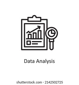 Data Analysis vector Outline Icon Design illustration. Educational Technology Symbol on White background EPS 10 File