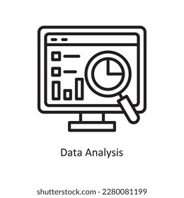 Data Analysis  Vector Outline Icon Design illustration. Data Symbol on White background EPS 10 File