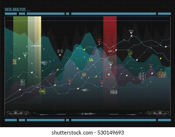 Visualización de análisis de datos. Infografía futurista. Información de diseño estético. Complejidad de datos visuales. Representación en redes sociales. Gráfico de datos Abstractas.