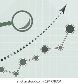 Data analysis or web analytics poster with diagram signs flat design art