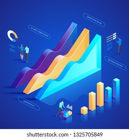 Data Analysis for website and mobile website. Easy to edit and customize. Modern design isometric vector concept illustration
