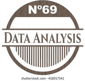 Emblema de madera de análisis de datos. Retro