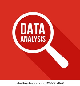 Data Analysis Word Magnifying Glass. Vector illustration