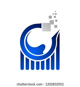 Data analysis worksheet internet logo on blue color