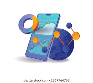 Data analysis of world business development flat illustration concept