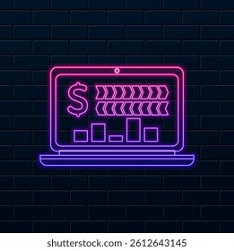 data analysis.icon graphic business illustration, management, teamwork and strategy. neon style