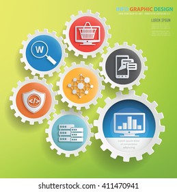 
Data analysis,seo development design,gear info graphic on clean background,vector