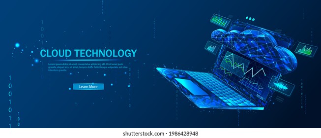 Data analyst consolidating financial information and reports on computer. Financial data management, financial software, digital data report concept. Polygonal illustration.