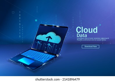 Analista de datos consolidando información financiera e informes en computadora. Gestión de datos financieros, software financiero, concepto de informe de datos digitales. Ilustración poligonal.