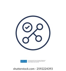 Data Analyst Icon Representing Performance Tracking and Analysis Workflow with Time Checkmark Symbol in Digital Design
