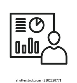 Data Analyst Icon Vector Image. Can Also Be Used For Big Data. Suitable For Mobile Apps, Web Apps And Print Media.