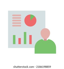 Data Analyst Icon Vector Image. Can Also Be Used For Big Data. Suitable For Mobile Apps, Web Apps And Print Media.