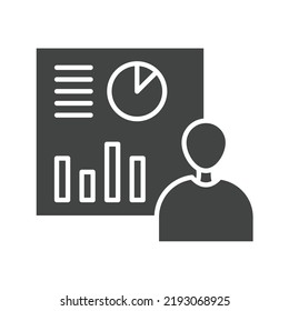 Data Analyst Icon Vector Image. Can Also Be Used For Big Data. Suitable For Mobile Apps, Web Apps And Print Media.