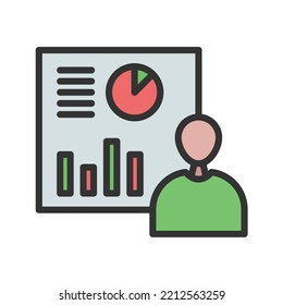 Data Analyst Icon Vector Image. Can Also Be Used For Big Data. Suitable For Mobile Apps, Web Apps And Print Media.