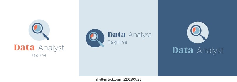 Data analyst logo design set, graphical analysis business symbol, analytics consultant emblem concept, chart editable commercial logotype, isolated on background