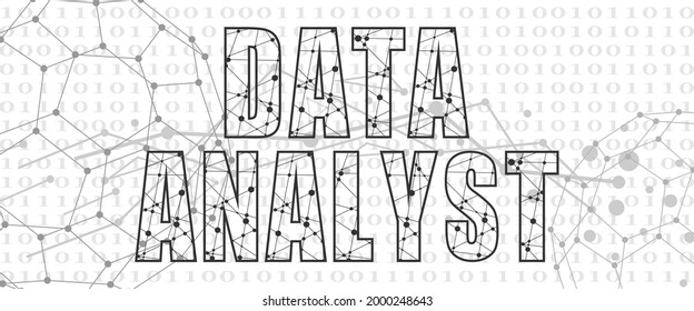Data analyst text. Lines with dots connected style