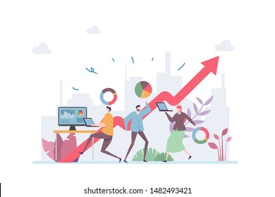 Data Analyst Vector Illustration Concept Showing A group of Data scientist researching big data statistics, Suitable for landing page, ui, web, App intro card, editorial, flyer, and banner.