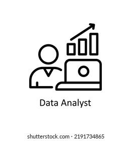 Data Analyst  vector Outline Icon Design illustration on White background. EPS 10 File