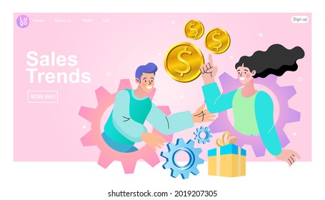 data analyst who is analyzing a data growth. increased revenue, increased profit, increased sales. Sales management concept in flat style. Vector illustration with people characters in work situation.