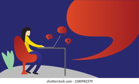 Data analyst Woman Flat Banner