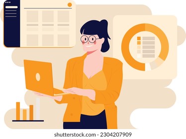 Data Analyst Woman Flat Character