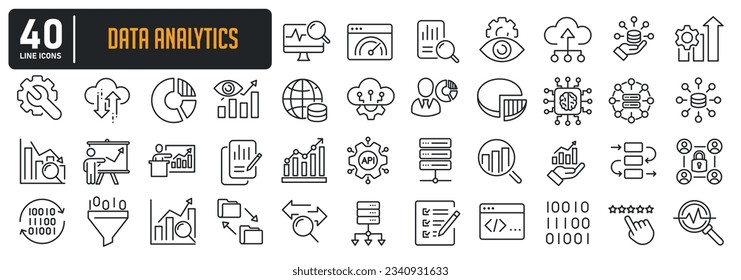 Data analystic thin line icons. For website marketing design, logo, app, template, ui, etc. Vector illustration.