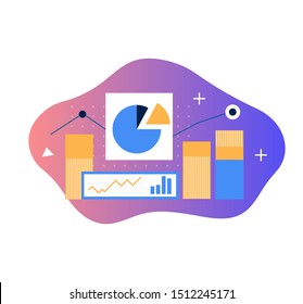 Data Analysys business vector abstract illustration. Information storage, analysis and processing concept.
