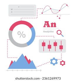 Ilustración vectorial de concepto analítico de datos. Ilustración vectorial plana moderna en colores sólidos con tema de negocios.