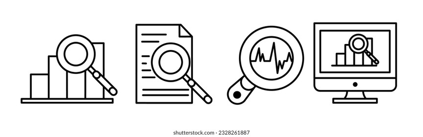 Icono de análisis de datos. Recopilación de iconos de línea analítica de datos. Vector de material.