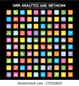 data analytic icons, data technology icons, flat icons