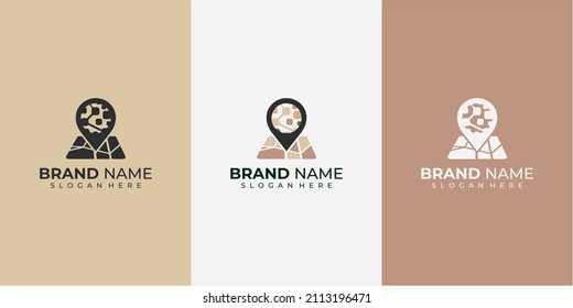 data Analytic map Pin Point Logo Design Template