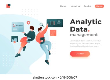 Data analytic modern flat design concept. Analytics and people concept. Landing page template. Conceptual flat vector illustration for web page, website and mobile website.
