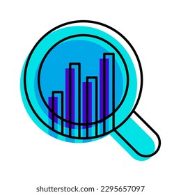 data analytic research diagram outline blue icon vector illustration